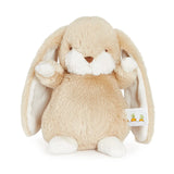 Bunnies By the Bay Nibble Bunny, Almond Joy: a plush beige bunny with floppy ears, white paws & carrot embroidery on its ear.