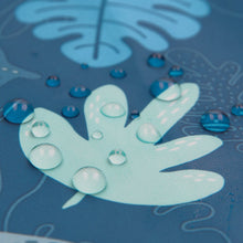 Load image into Gallery viewer, Close-up of water droplets on Bumkins Wet Bag: Blue Tropic.