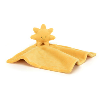 Jellycat Soother Amuseables Sun: A yellow plush sun on a soft blanket—an ideal Jellycat newborn gift.