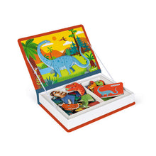 Load image into Gallery viewer, Discover the Janod Juratoys Magnetic Book, Dinosaurs with vibrant dinosaur magnets and a prehistoric backdrop for educational fun.