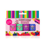 Piggy Paints Gift Set Scented Fruit Fairy: Non-toxic nail polish with pink, green, red, & purple scented bottles in a colorful package.
