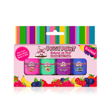Load image into Gallery viewer, Piggy Paints Gift Set Scented Fruit Fairy: Non-toxic nail polish with pink, green, red, & purple scented bottles in a colorful package.