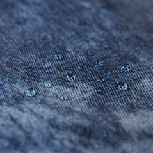 Load image into Gallery viewer, Close-up of water droplets on a Roamio by Bumkins Reusable Snack Bag, Large 2 Pack: Denim on Denim.