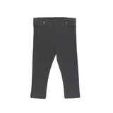 Lovedbaby Organic Baby Dress Pants in Charcoal laid flat on a white background, featuring two front buttons.