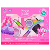 The Klee Naturals Klee Kids Enchanted Fairy 4-PC Makeup Kit for ages 5+ is gentle, non-toxic, and features a princess and carriage.