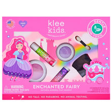 Load image into Gallery viewer, The Klee Naturals Klee Kids Enchanted Fairy 4-PC Makeup Kit for ages 5+ is gentle, non-toxic, and features a princess and carriage.