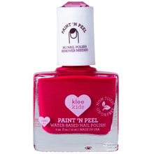Load image into Gallery viewer, Klee Naturals Kids Water-Based Peelable Nail Polish, bright pink, non-toxic, odor-free, no remover needed. 0.34 fl oz bottle.