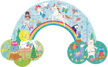 Load image into Gallery viewer, The 80 Piece Puzzle, Rainbow Fairy by Floss and Rock features animals and unicorns, enhancing hand-eye coordination in a vivid scene.
