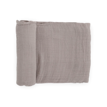 The Little Unicorn Cotton Swaddle in Porpoise, folded and rolled, sits on a white background.