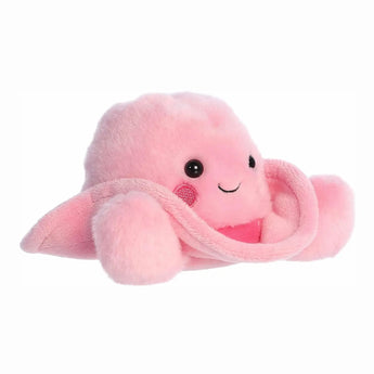 Aurora Palm Pals- Sally Cowgirl Hat: a plush pink octopus with rosy cheeks and a cowgirl hat, shining with personality.