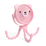 Itzy Ritzy Itzy Breeze Stroller Fan in pink—cute bear face, flexible beaded legs; the ideal stroller accessory for your baby.