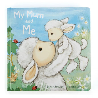 Jellycat, My Mom and Me Book: Hardback kids' book with sheep and lamb among flowers; cover reads "My Mom and Me.