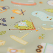 Load image into Gallery viewer, Close-up of water droplets on Bumkins Junior Bib: Camp Gear.