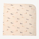 The Magnetic Me Beenie Von Weinie Blanket features dachshund prints in brown/gray—ideal for car seats or cribs.