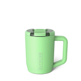 Muv 15oz, Kiwi: bright green insulated mug with lid and silver Brumate logo.