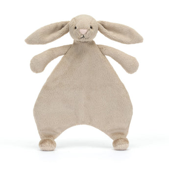 Jellycat Bashful Bunny Beige Comforter—plush, soft, eco-friendly toy with floppy ears and stitched face, perfect for cuddles.