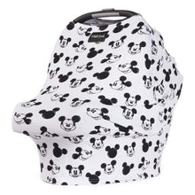 Load image into Gallery viewer, A Milk Snob Cover Disneys Mickey Sketch for your babys car seat features a black and white Mickey Mouse pattern.