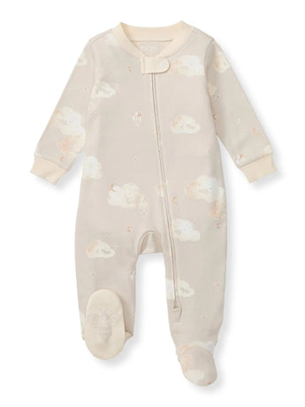 Burt's Bees Baby Organic Cotton Sleep & Play in Limestone—long sleeves, zipper front, neck snap; cozy and perfect for baby.