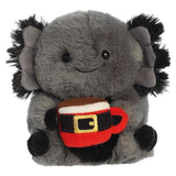 Aurora’s Axton Axolotl w/ Mug is a plush axolotl holding a festive red mug, smiling with cute black button eyes.