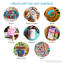 Load image into Gallery viewer, Create art collages on rocks, fabric, wood, and more with Life of Colours Acrylic Paint Pens in black and white (3mm).
