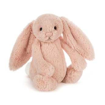 Soft pink Jellycat Bashful Bunny Blush Medium plush toy with long floppy ears.