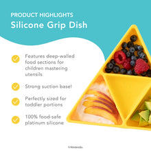 Load image into Gallery viewer, Bumkins Silicone Grip Dish highlights—deep-walled food sections, strong suction base, 100% food-safe platinum silicone.