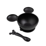 Bumkins Silicone First Feeding Set: Mickey Mouse Classic Black includes a black Mickey Mouse-shaped silicone bowl and matching spoon.