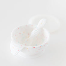 Load image into Gallery viewer, Bumkins Silicone First Feeding Set: Vanilla Sprinkle is displayed on a white background.