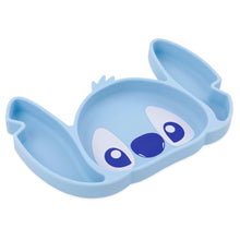 Load image into Gallery viewer, Bumkins Silicone Grip Dish: Stitch is a blue Stitch face-shaped silicone dish with 3 sections and suction base.