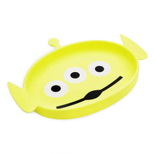 Load image into Gallery viewer, Bumkins Silicone Grip Dish: Toy Story Alien features a yellow-green alien-shaped dish with three eyes and pointy ears with a suction base.