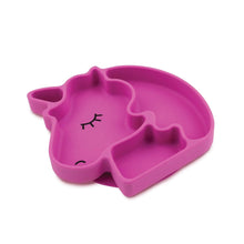 Load image into Gallery viewer, Bumkins Silicone Grip Dish Special Edition: Unicorn is a dark pink unicorn-shaped dish made of food-safe silicone with suction base.