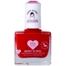 Load image into Gallery viewer, A bottle of Klee Naturals Kids Water-Based Peelable Nail Polish claims its kid-friendly, non-toxic, and odor-free.