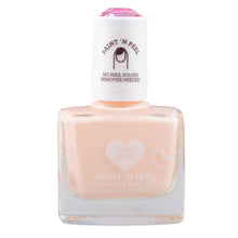 Load image into Gallery viewer, Klee Naturals Kids Water-Based Peelable Nail Polish in light peach with a pink gemstone cap—no remover needed. Kid-friendly!.