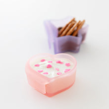 Load image into Gallery viewer, Bumkins Silicone Little Dipper Combo 2 Pack: Magenta Jelly holds yogurt and pretzels on a white background.