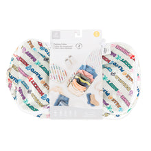 Load image into Gallery viewer, Bumkins Packing Cube 2 Pack: Mickey & Friends Varsity is shown packaged with a cardboard band around the middle.