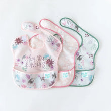 Load image into Gallery viewer, Bumkins SuperBib® 3 Pack: Love You Bunches lays fanned out on a white background.