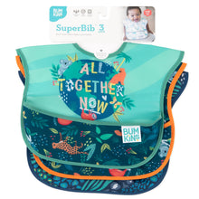 Load image into Gallery viewer, Bumkins SuperBib® 3 Pack: All Together Now is shown on a white packaging header.