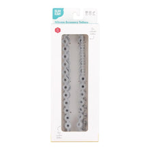 Load image into Gallery viewer, Bumkins Silicone Accessory Tether 2-Pack: Gray is shown in a white packaging box, with a clear front window displaying the product.