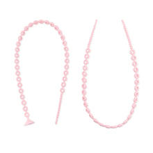 Load image into Gallery viewer, Bumkins Silicone Accessory Tether 2-Pack: Pink includes 2 food-safe silicone tethers with circular links; one has a suction cup on the end.
