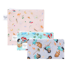 Load image into Gallery viewer, Bumkins Reusable Snack Bag, 3-Pack: Princess Magic, Ariel, and Jasmine includes 3 waterproof pouches with princess designs & zipper closures.