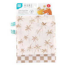 Load image into Gallery viewer, Bumkins Reusable Snack Bag, Large 2 Pack: Palm Check is shown on a white packaging header.