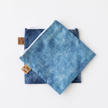 Load image into Gallery viewer, Roamio by Bumkins Reusable Snack Bag, Large 2 Pack: Denim on Denim lays stacked on a white background.