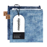 Roamio by Bumkins Reusable Snack Bag, Large 2 Pack: Denim on Denim is shown with a black & white packaging tag.