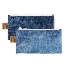 Load image into Gallery viewer, Roamio by Bumkins Reusable Snack Bag, Small 2 Pack: Denim on Denim includes 2 waterproof zippered pouches in light & dark wash denim prints.