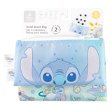 Bumkins Reusable Snack Bag, Small 2 Pack: Stitch Star-ring Up Trouble is shown on a white packaging header.