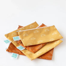 Load image into Gallery viewer, Bumkins Reusable Snack Bag, Small 2-Pack: Sunshine and Grounded, lays stacked on a white background.