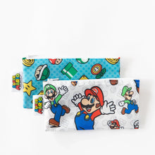 Load image into Gallery viewer, Bumkins Reusable Snack Bag, Small 2-Pack: Super Mario™ is neatly overlapping on a white background.