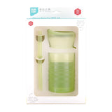 Bumkins Silicone Straw Cup with Lid: Sage is shown in a white packaging box, with a clear front window displaying the cup and straw.