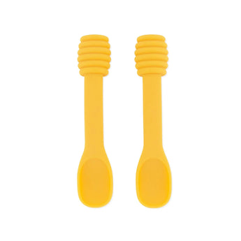Bumkins Silicone Dipping Spoons: Winnie the Pooh includes two food-safe silicone spoons with honey pot-shaped handle tips.