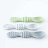 Bumkins Silicone Dipping Spoons 3 Pack: Taffy is arranged neatly on a white background.